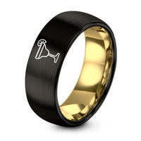 Anniversary Bands for Women – black & gold tungsten margarita salt rim ring
