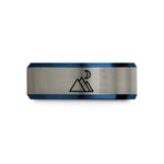 engraved rings for her – black & blue & grey tungsten twin peaks moon wedding band