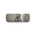 tungsten comfort fit ring – black & gray tungsten twin peaks moon wedding band