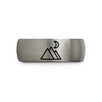 tungsten comfort fit ring – black & gray tungsten twin peaks moon wedding band