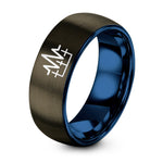 Anniversary for Her Gift – gunmetal & blue tungsten data waveform ring