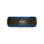 unique rings for couples – gunmetal & blue tungsten data waveform wedding band
