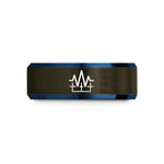 custom presents for women – gunmetal & blue tungsten data waveform wedding band