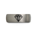 unique presents for her – black & gray tungsten diamond badge wedding band