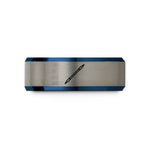 presents for her birthday – blue & grey tungsten double ended needle wedding band