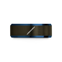 romantic presents for her – gunmetal & blue tungsten double ended needle wedding band