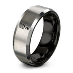unique rings for her – black & silver tungsten paddle brush ring