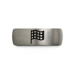 ceramic keepsake present ideas – black & blue & gray tungsten checkered flag wedding band