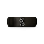 custom ceramic presents for her – black & rose gold tungsten pregnancy silhouette wedding band