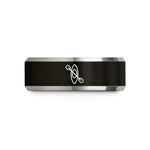 personalized presents for women – black & silver tungsten whitewater kayak paddle wedding band