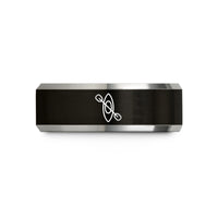 personalized presents for women – black & silver tungsten whitewater kayak paddle wedding band