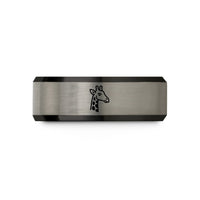 women gift band – black & grey tungsten giraffe wedding band