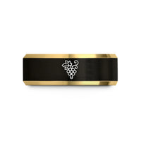 wedding band for her – black & gold tungsten grape vine wedding band