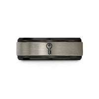romantic gift for her – black & grey tungsten key wedding band
