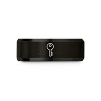 romantic gift for her – black tungsten key wedding band