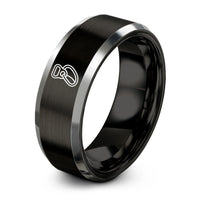unique men's anniversary gift – black & grey tungsten belay device rope ring