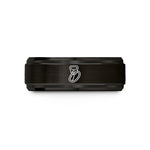unique men's anniversary ring – black tungsten belay device rope wedding band