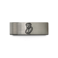 men's laser engraved band – blue & silver tungsten belay device rope wedding band