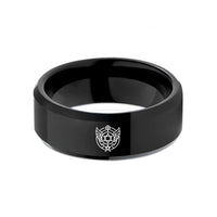 custom engraved ring – black tungsten archangel zadkiel wedding band