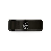 tungsten wedding ring men – black tungsten cat silhouette heart wedding band