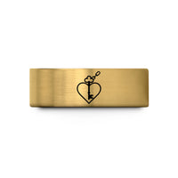 comfort fit rings women – gold tungsten key through heart chain wedding band