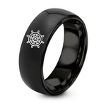 Anniversary Ring for Wife – black tungsten ship wheel ring