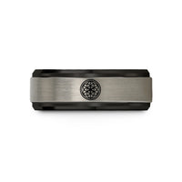 unisex wedding band options – black & silver tungsten life circle wedding band
