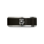women's tungsten wedding band – black & silver tungsten popcorn cart wedding band