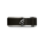 comfort fit men ring – black & silver tungsten quail wedding band