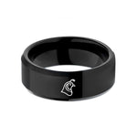 unique women's ring design – black tungsten quail wedding band