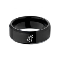 unique women's ring design – black tungsten quail wedding band