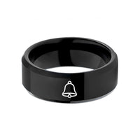 custom couple bands – black tungsten bell wedding band