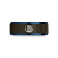 tungsten wedding band men – gunmetal & blue tungsten eeprom chip wedding band