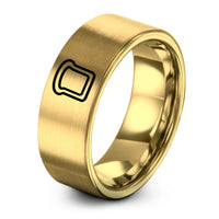 couple matching ring set – gold tungsten french toast slice ring