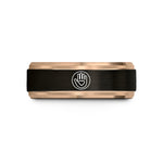tungsten couple ring designs – black & rose gold tungsten handprint heart circle wedding band