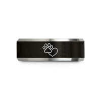 engraved couple ring set – black & gray tungsten print heart wedding band