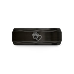 his and hers rings – black & rose gold tungsten print heart wedding band