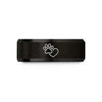 his and hers rings – black & rose gold tungsten print heart wedding band