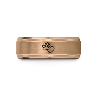 matching couple rings set – rose gold tungsten print heart wedding band