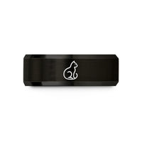 matching bands for couples – black tungsten black cat silhouette wedding band