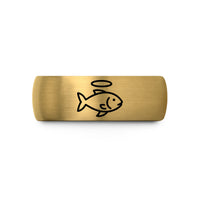 his and hers rings – black & gold tungsten fish tag halo wedding band