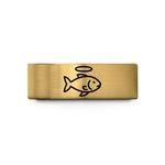 matching couple ring set – gold tungsten fish tag halo wedding band