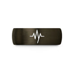 engraved rings for couples – gunmetal & black tungsten noise waveform wedding band