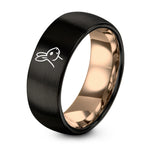 Anniversary Rings for Couples – black & rose gold tungsten rabbit ring