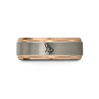 engraved bands for couples – rose gold tungsten rabbit wedding band