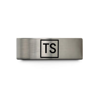 engraved wedding bands unisex – grey tungsten ts monogram wedding band
