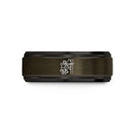 custom engraved bands men – gunmetal & black tungsten archer bow wedding band
