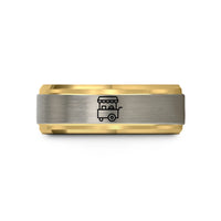 custom wedding bands men – gold & silver tungsten street food cart wedding band