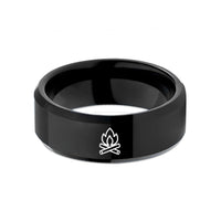 inside engraved rings – black tungsten campfire badge wedding band
