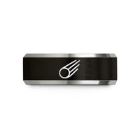 couples matching rings set – black & grey tungsten comet wedding band